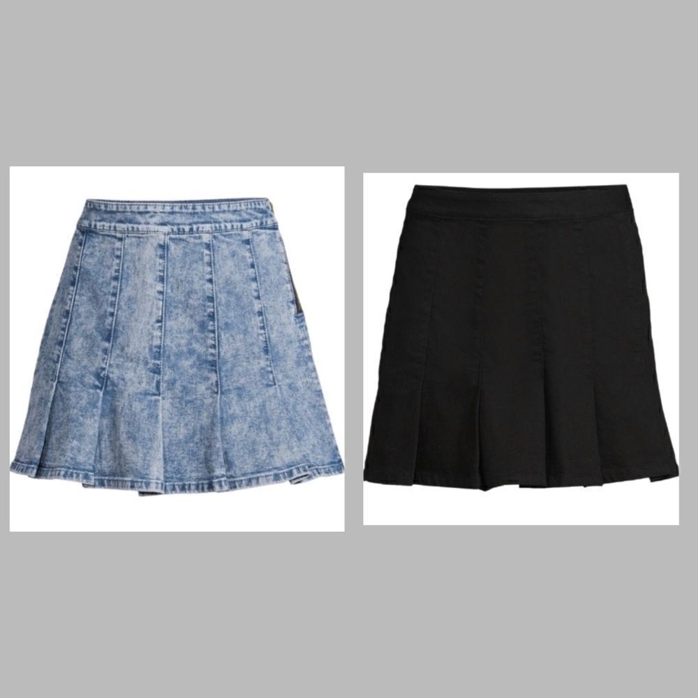 Women’s Juniors Pleated  Denim School Girl Mini Skirt 2-Pack Size 5